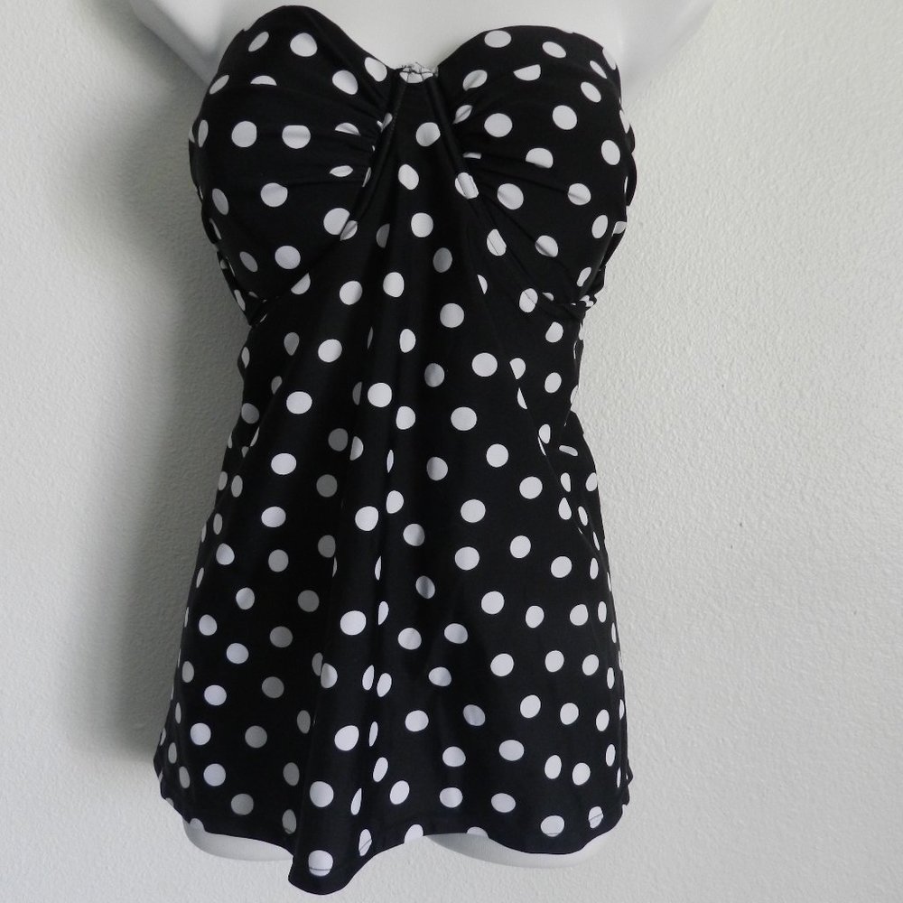 Tankini top, b/w polka dot NWT